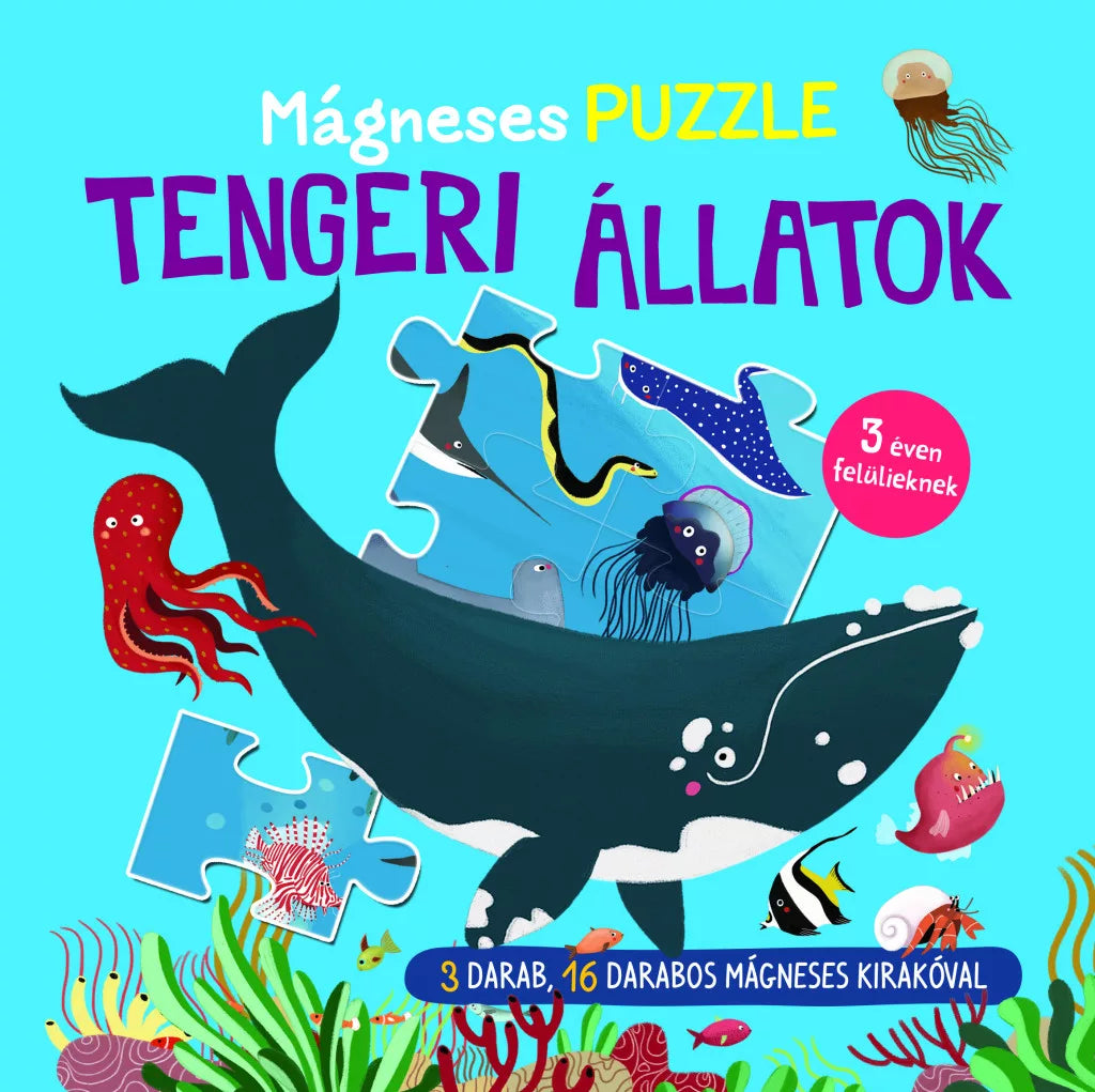 Mágneses puzzle - Tengeri állatok 3 x 16 db-os