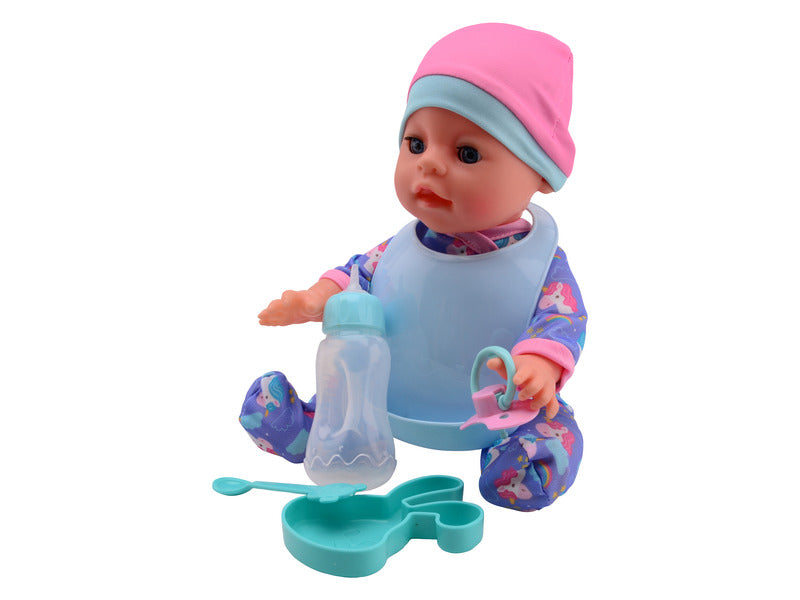 Baby Rose 30 cm-es baba, iszik-pisil (kék ruhás)