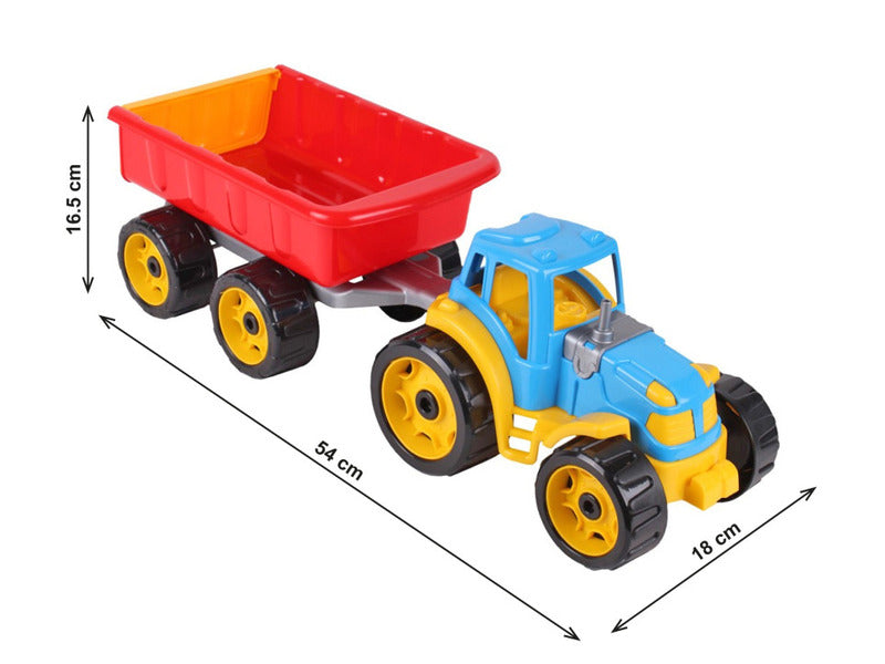 Műanyag traktor utánfutóval - 53 cm