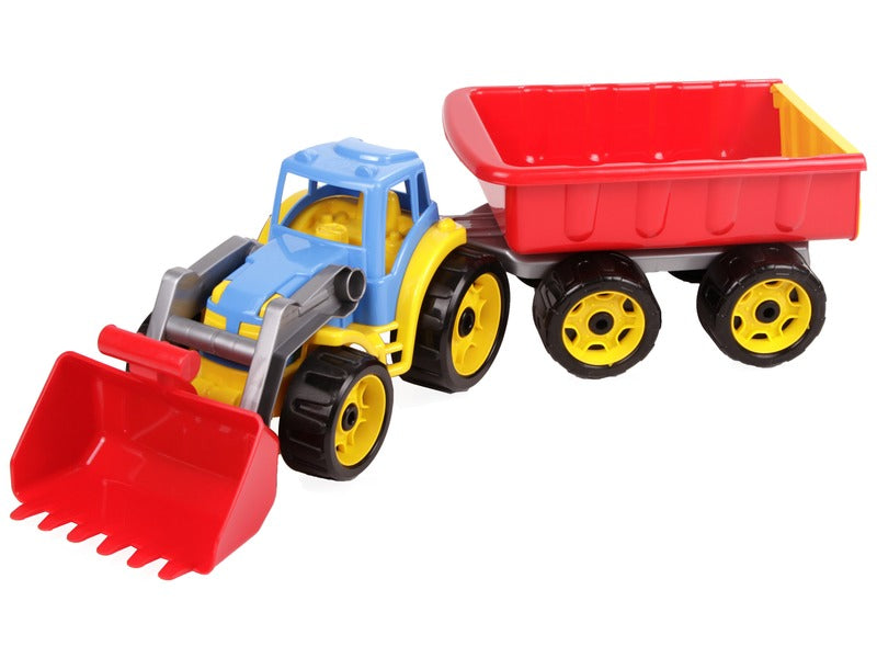 Műanyag traktor utánfutóval - 65 cm