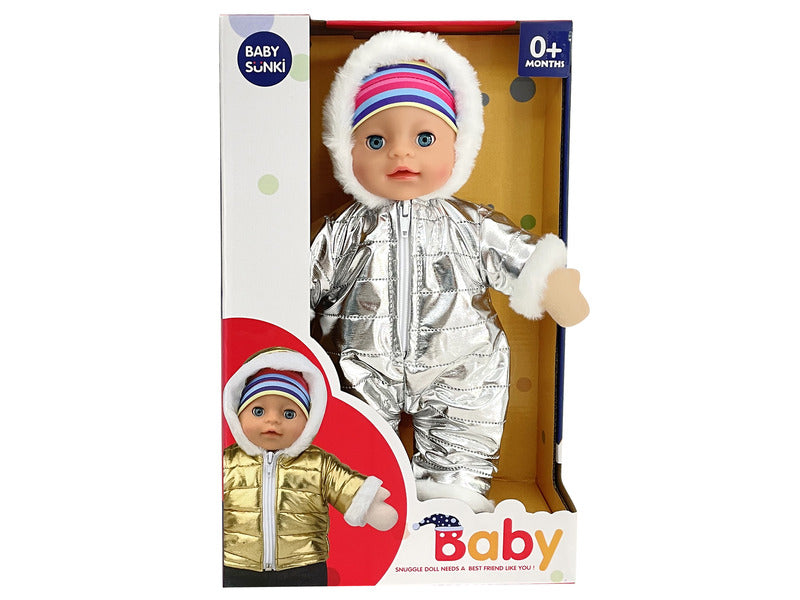 Beszélő baba kabátban 30 cm