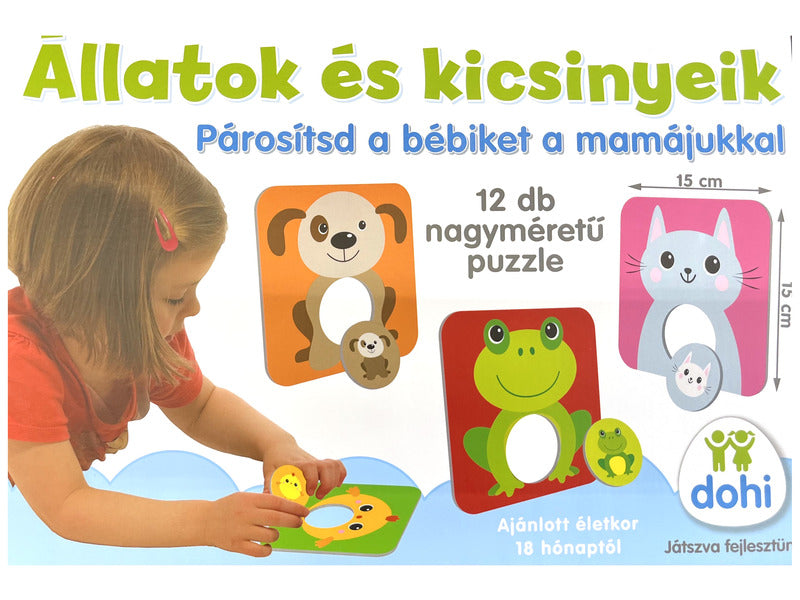 Állatok és kicsinyeik párosító puzzle játék
