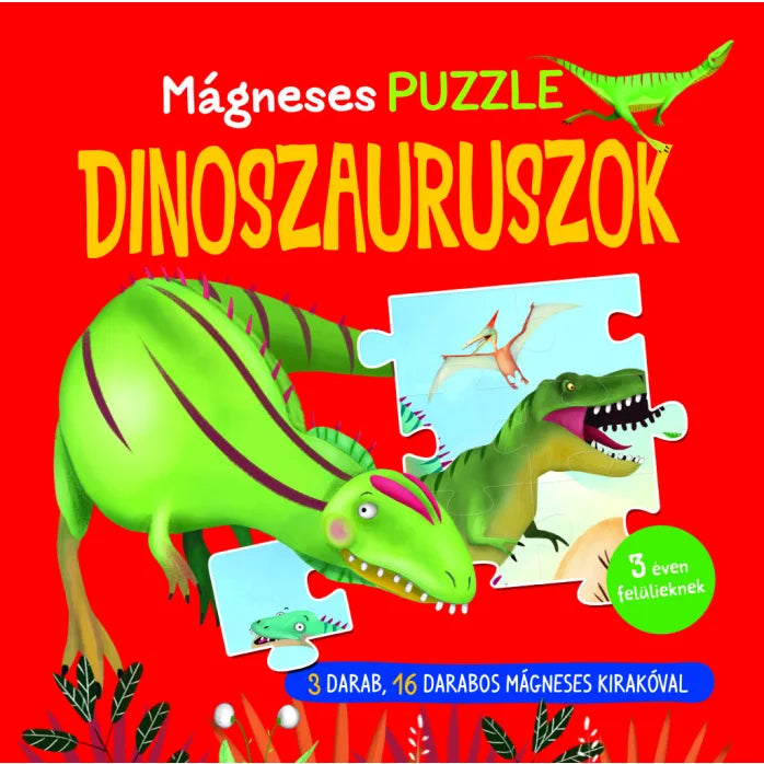 Mágneses puzzle - Dinoszauruszok 3 x 16 db-os
