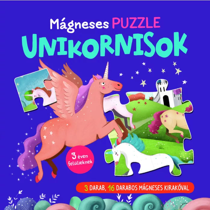 Mágneses puzzle - Unikornisok 3 x 16 db-os