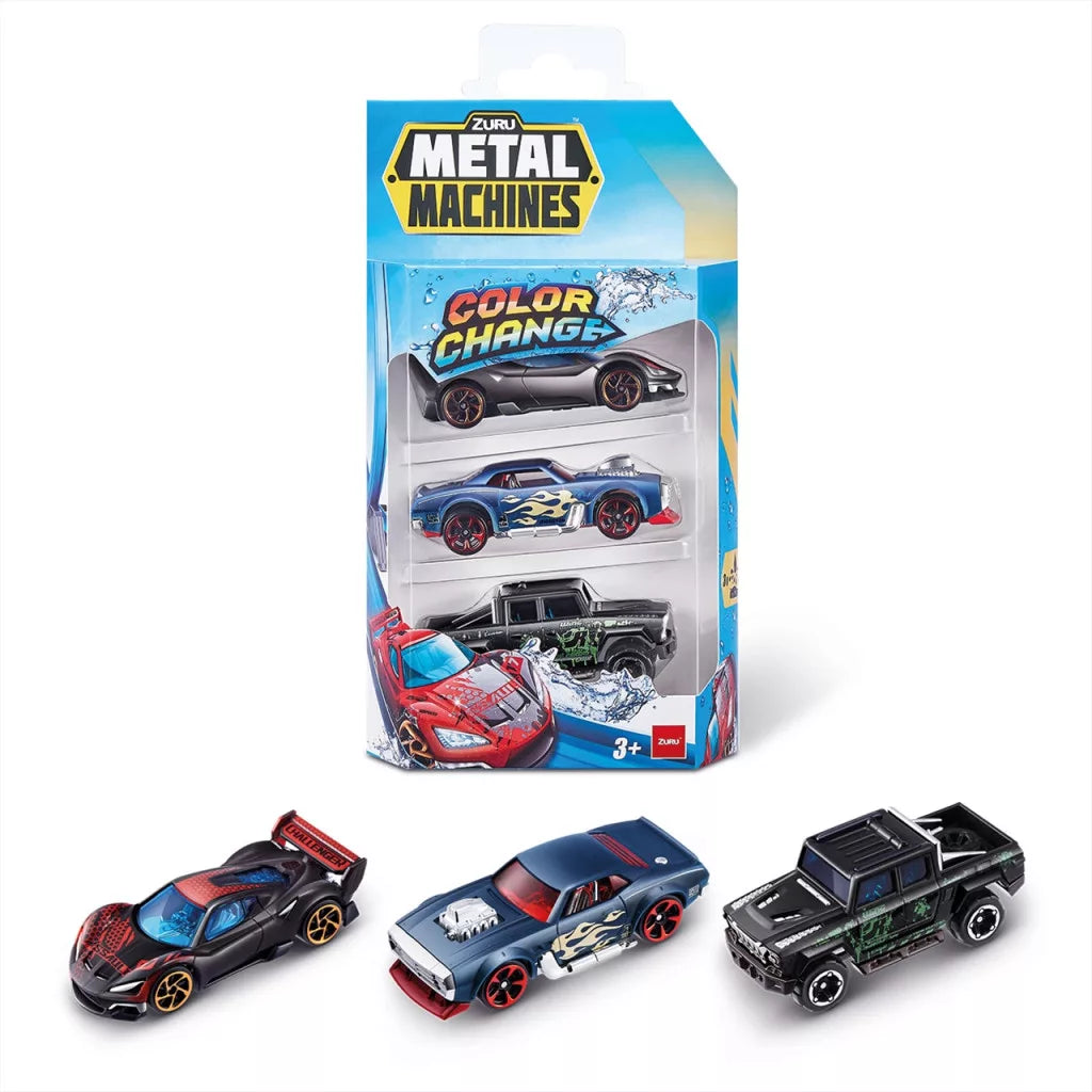 Metal Machines színváltós fém kisautó csomag, 3 db-os