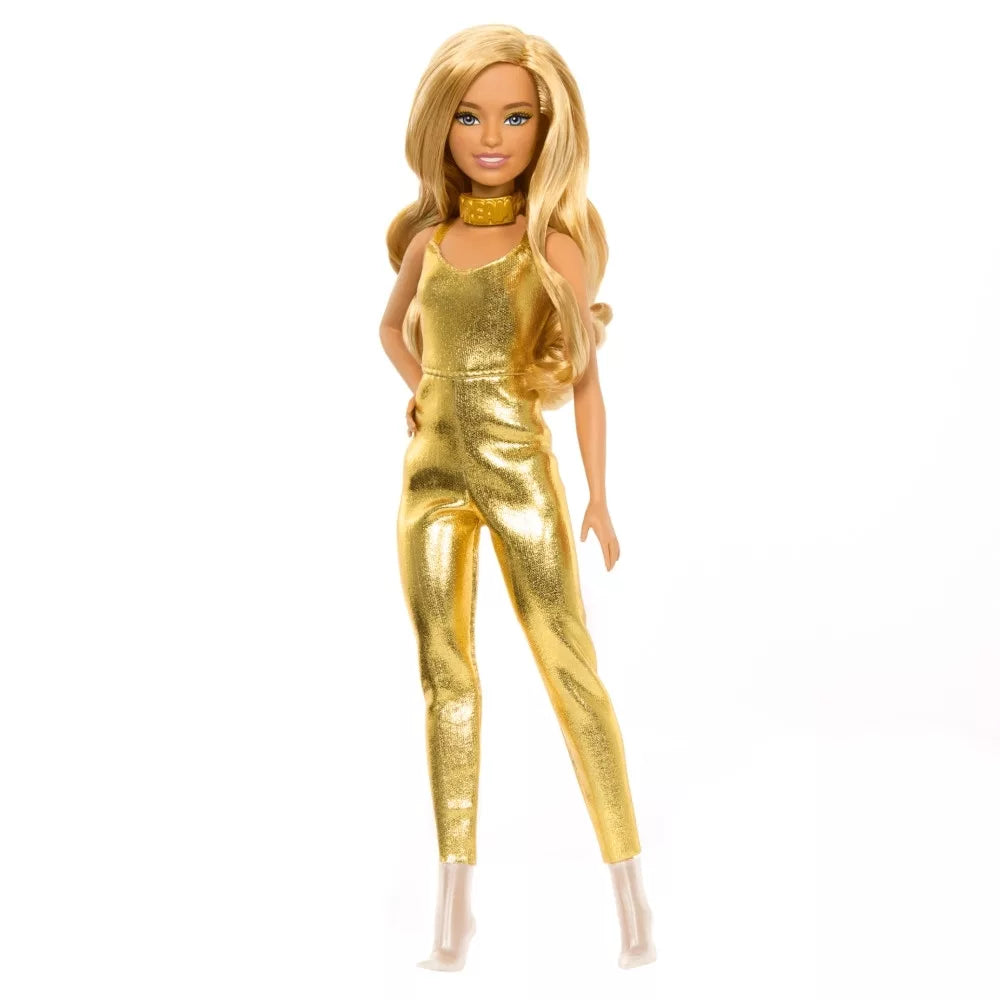 Barbie Fashionista barátnők - 65. évfordulós baba aranyszínű ruhában