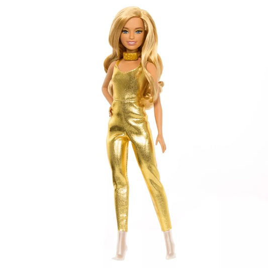 Barbie Fashionista barátnők - 65. évfordulós baba aranyszínű ruhában