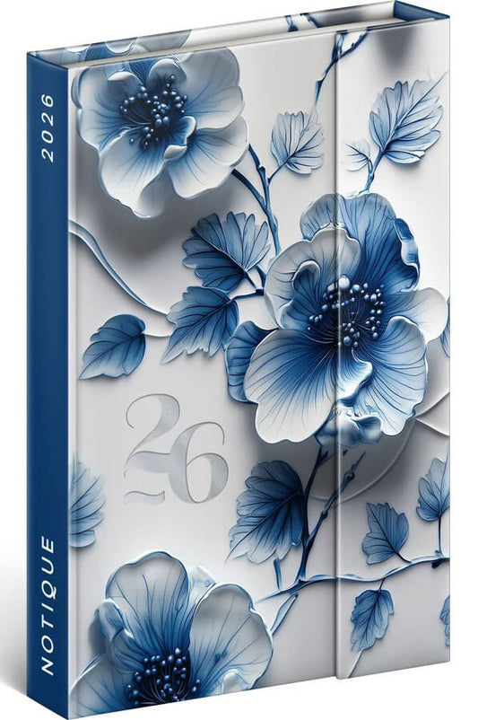 Realsystem mágnessel záródó határidőnapló, 2026, Porcelain Flower