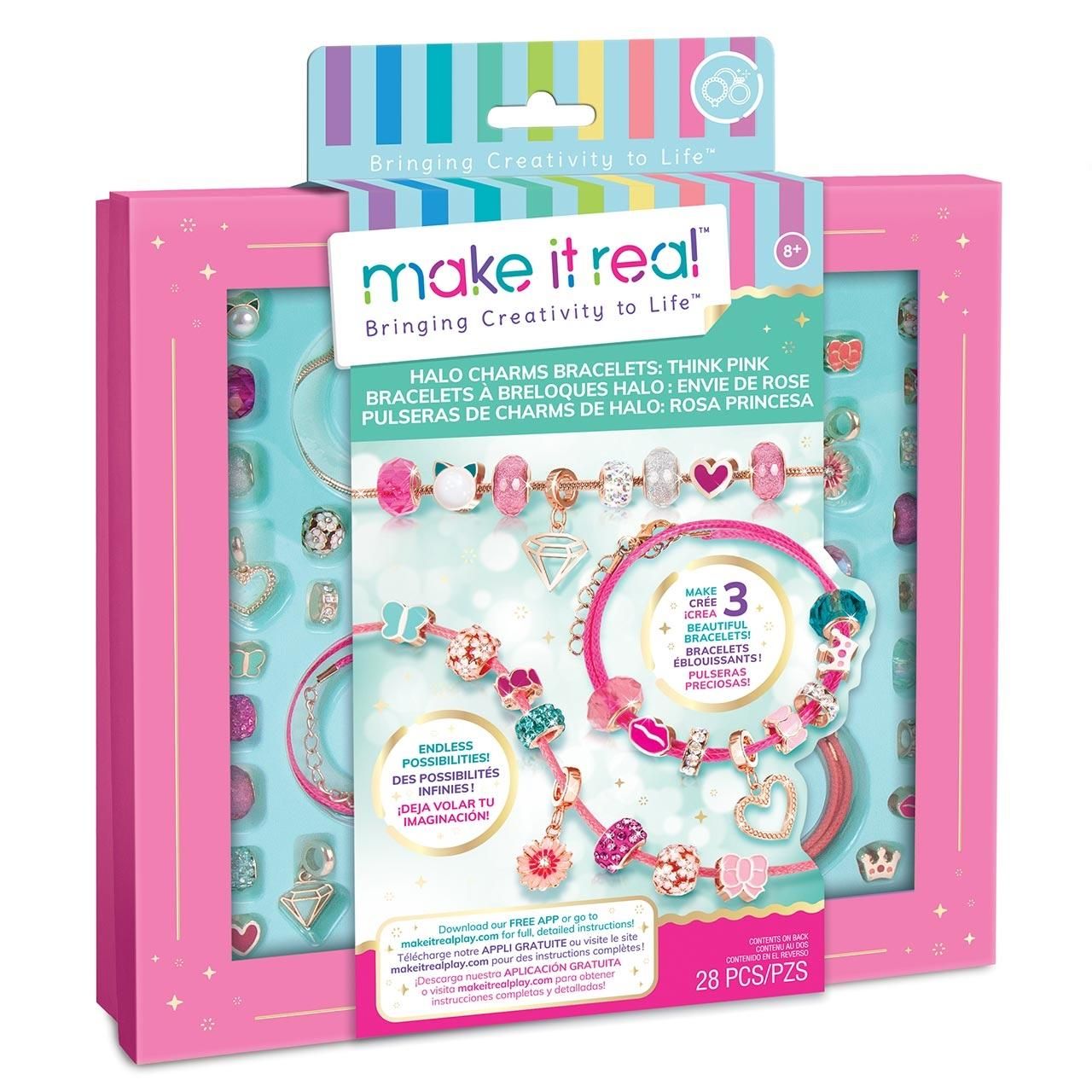 Make it real Kristály medál karkötők Mind pink
