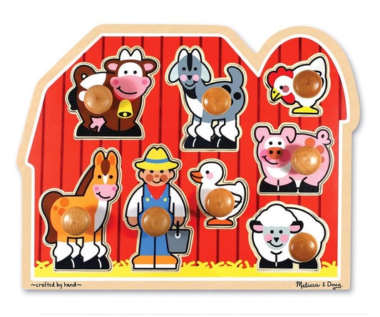 M&D Fa készségfejlesztő játék Puzzle fogantyúval Farm